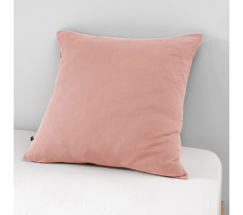 Taie D'oreiller Double Gaze Rose Pêche 60x60 Cm