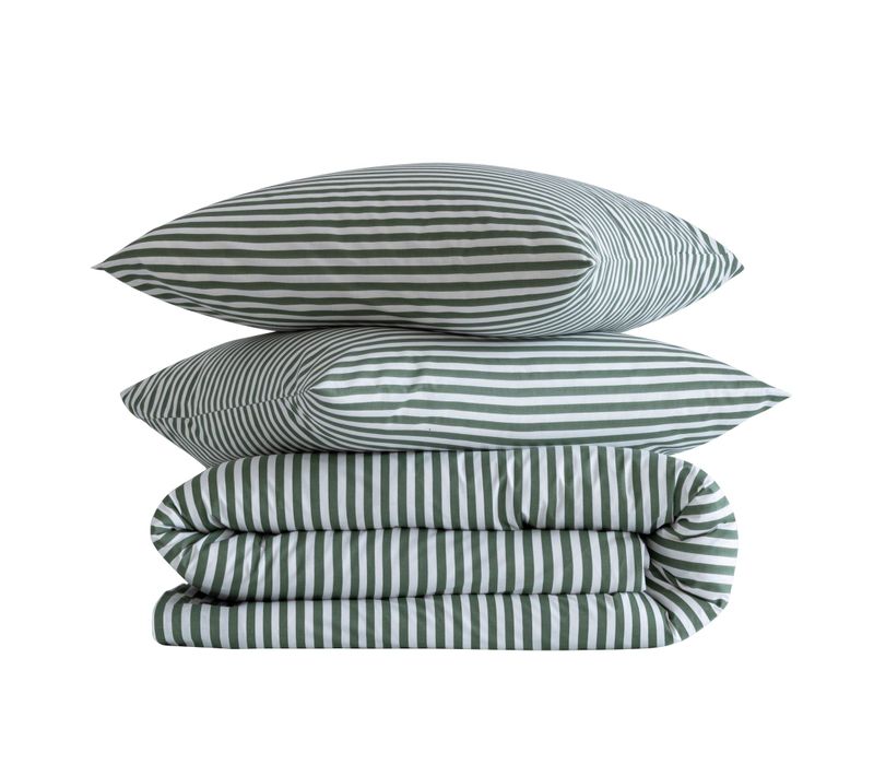 Parure De Lit Coton à Rayures Horizon Vert 200x200 Cm