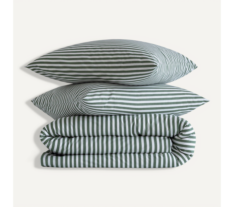 Parure De Lit Coton À Rayures Horizon Vert 240x220 Cm