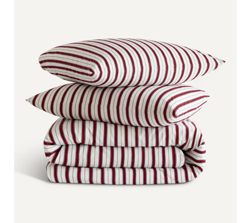 Parure De Lit Flanelle Coton À Rayures 260x240 Cm