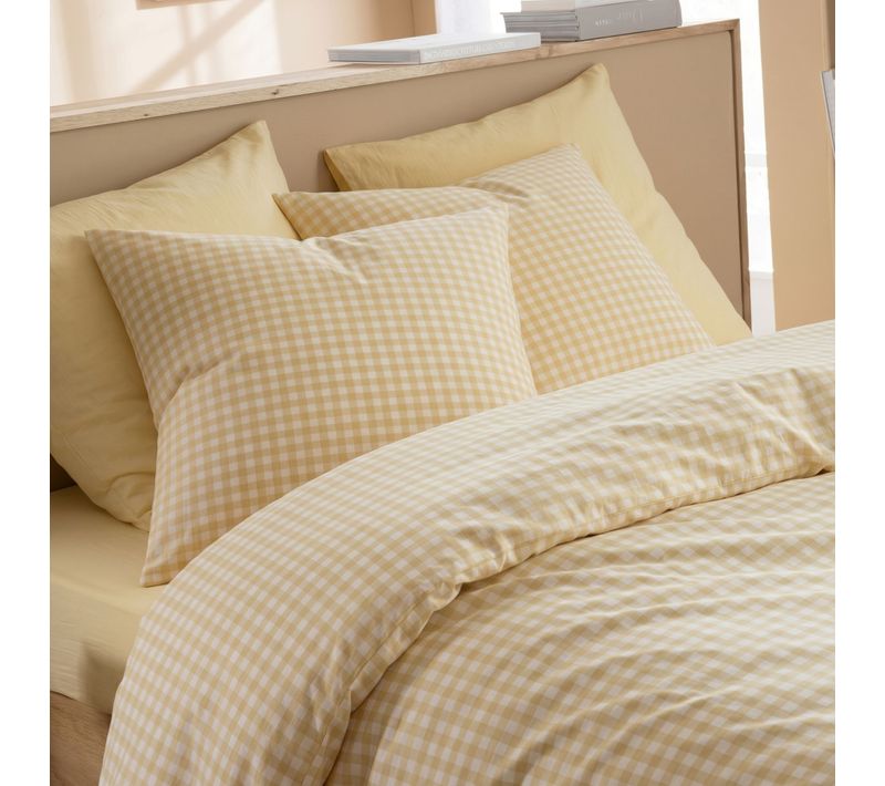 Parure De Lit Vichy Jaune 260x240 Cm
