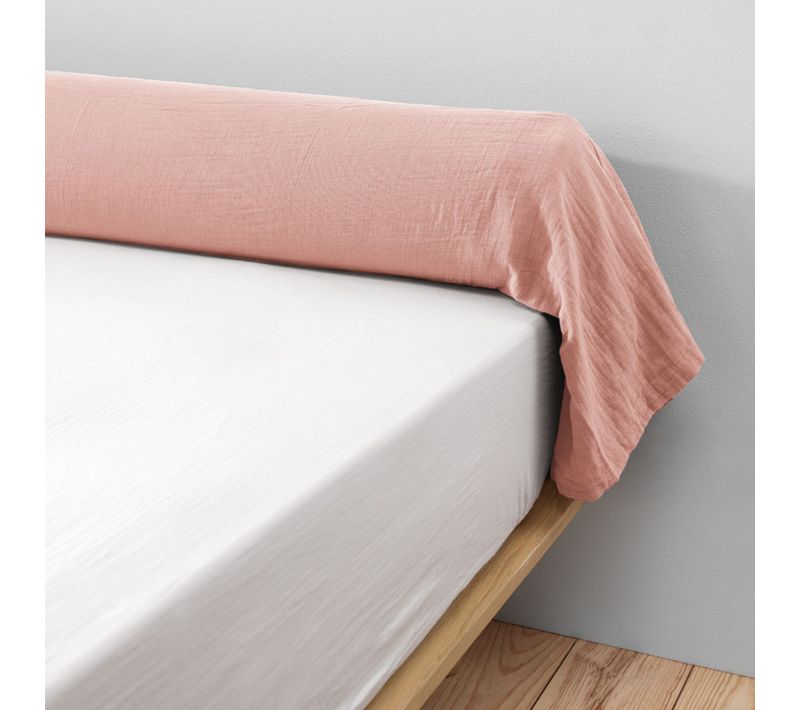 Taie De Traversin Gaze De Coton Rose Pêche 85x185 Cm