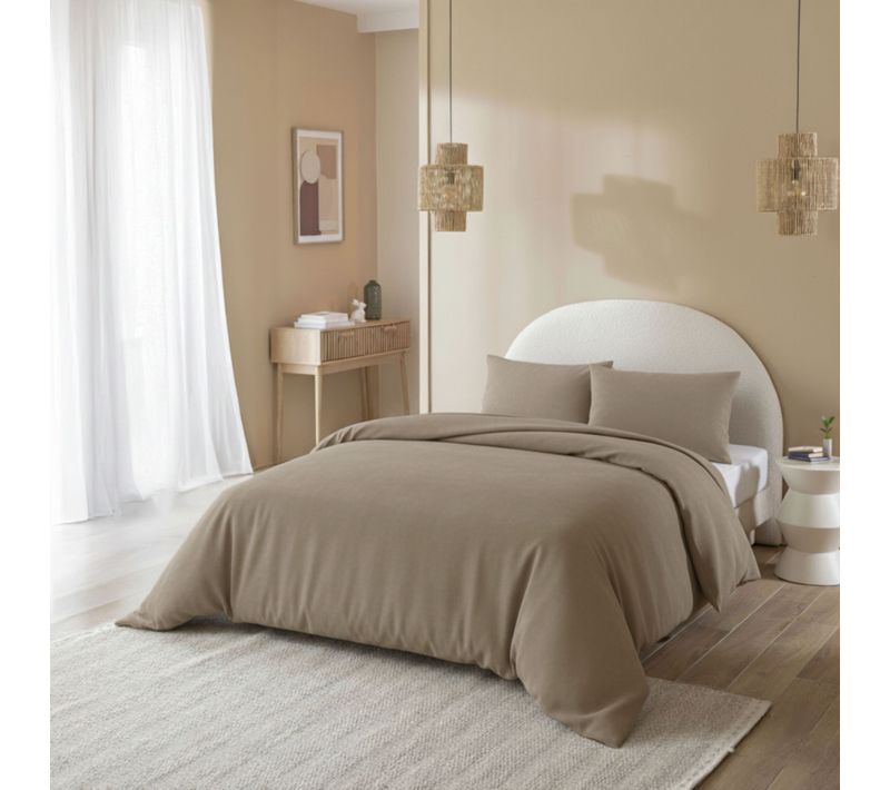 Parure De Lit Flanelle Uni Beige 200x200