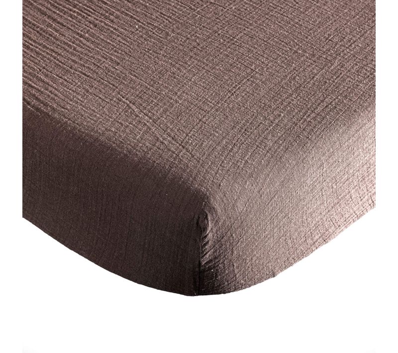 Drap Housse Gaze De Coton Marron 140x190 Cm