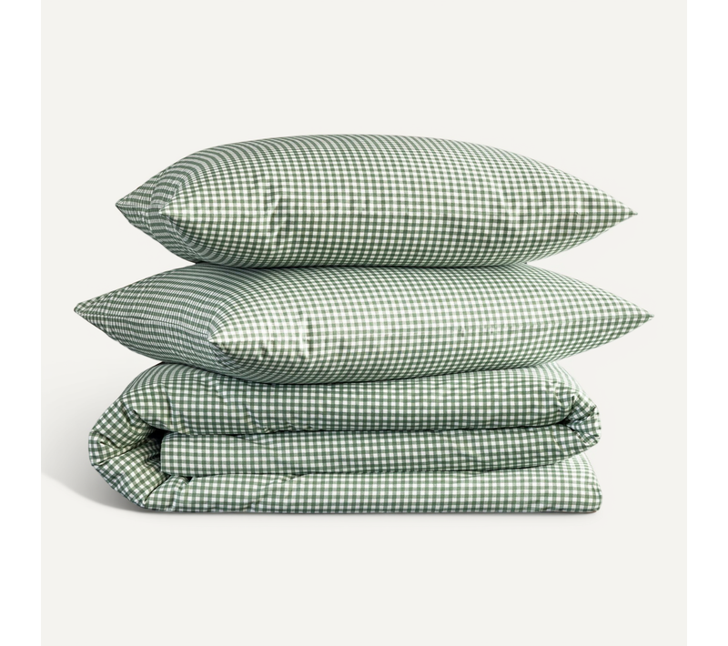 Parure De Lit Coton À Carreaux Vichy Vert 240x220 Cm