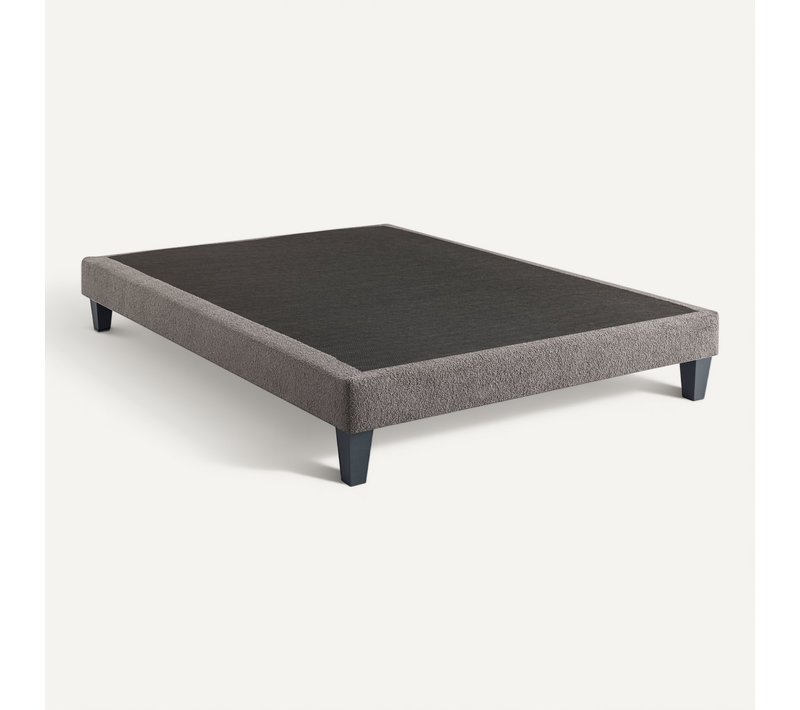 Sommier Déco Tapissier Bouclette 90x190 Cm Gris Granit Nuage