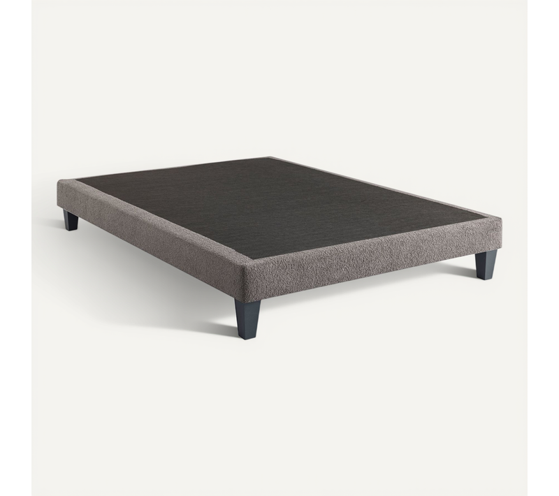 Sommier Déco Tapissier Bouclette 120x200 Cm Gris Granit Nuage