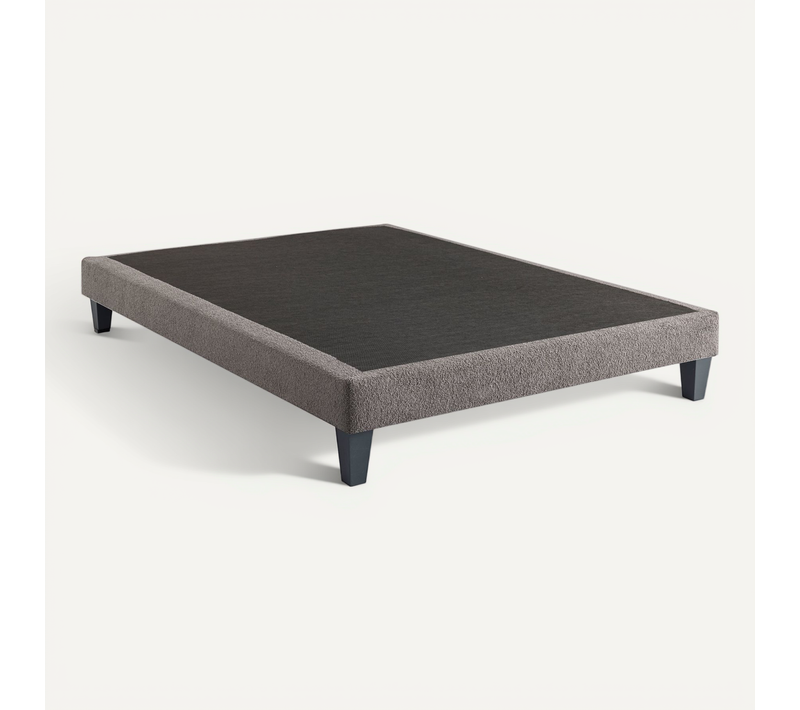 Sommier Déco Tapissier Bouclette 140x190 Cm Gris Granit Nuage