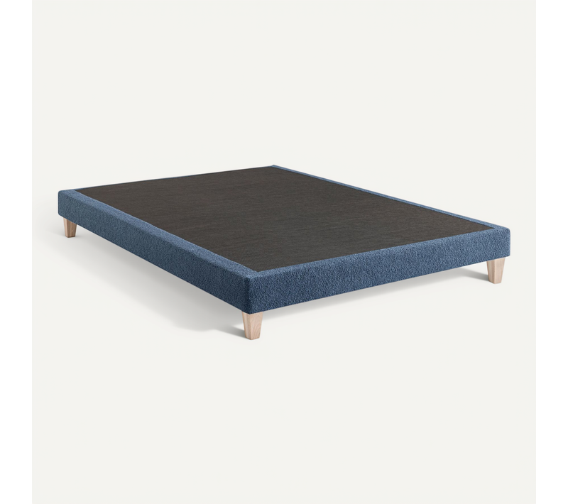 Sommier Déco Tapissier Bouclette 140x190 Cm Bleu égéen Nuage