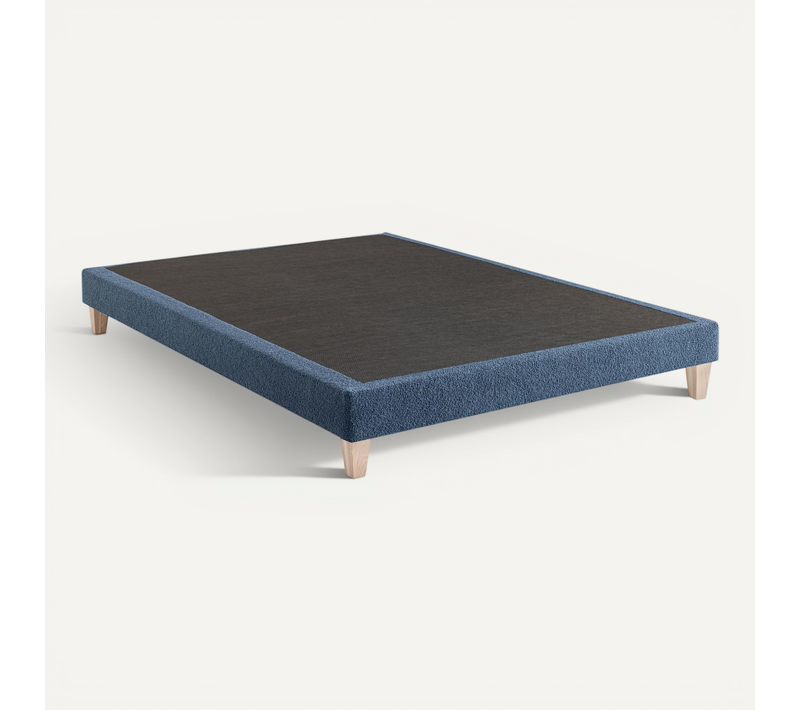 Sommier Déco Tapissier Bouclette 140x200 Cm Bleu égéen Nuage