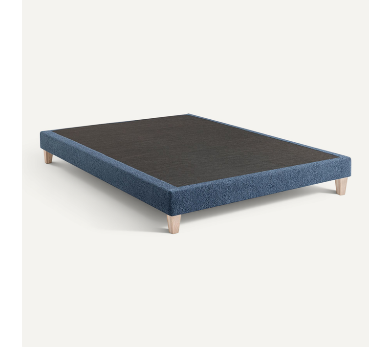 Sommier Déco Tapissier Bouclette 160x200 Cm Bleu égéen Nuage