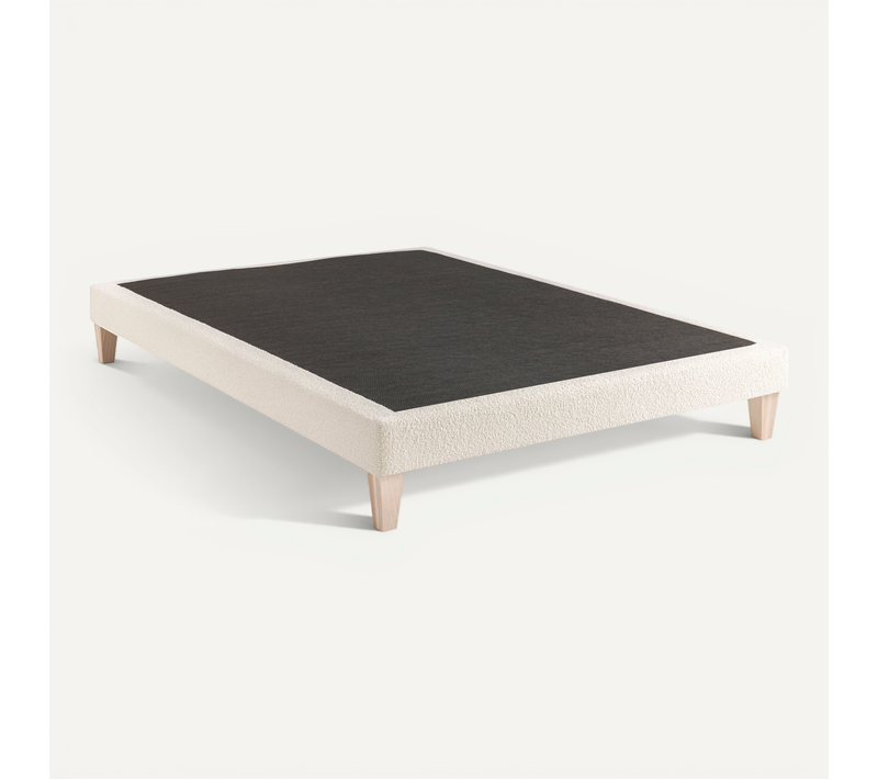Sommier Déco Tapissier Bouclette 120x190 Cm Blanc écume Nuage