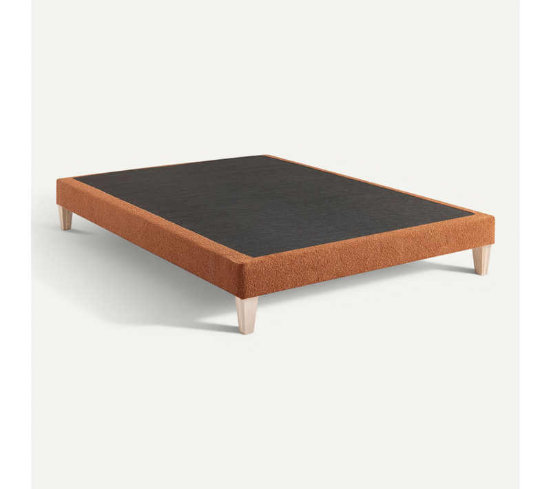 Sommier Déco Tapissier Bouclette 140x200 Cm Terre De Sienne Nuage