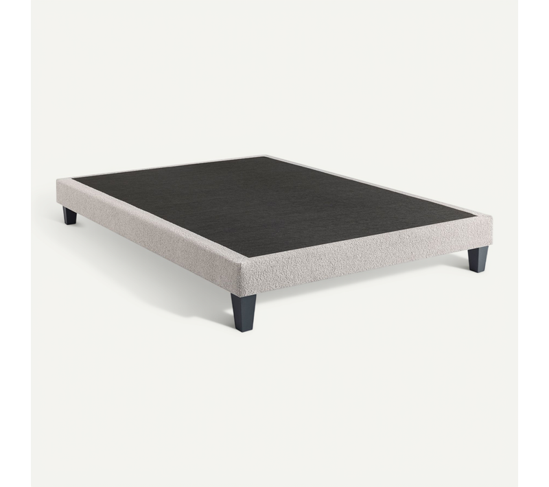 Sommier Déco Tapissier Bouclette 80x190 Cm Gris Baltique Nuage