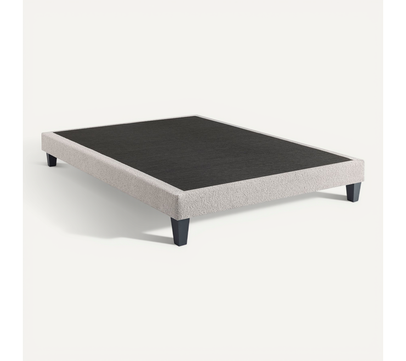 Sommier Déco Tapissier Bouclette 90x200 Cm Gris Baltique Nuage