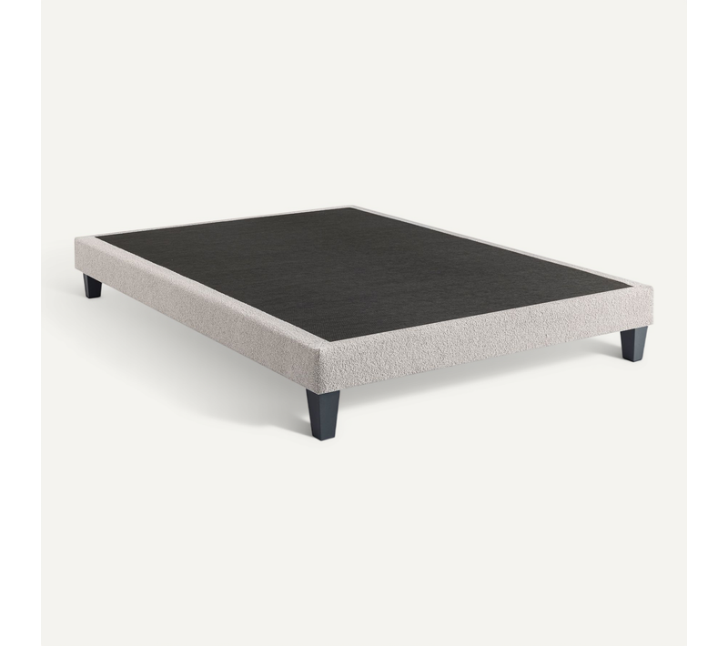 Sommier Déco Tapissier Bouclette 120x190 Cm Gris Baltique Nuage
