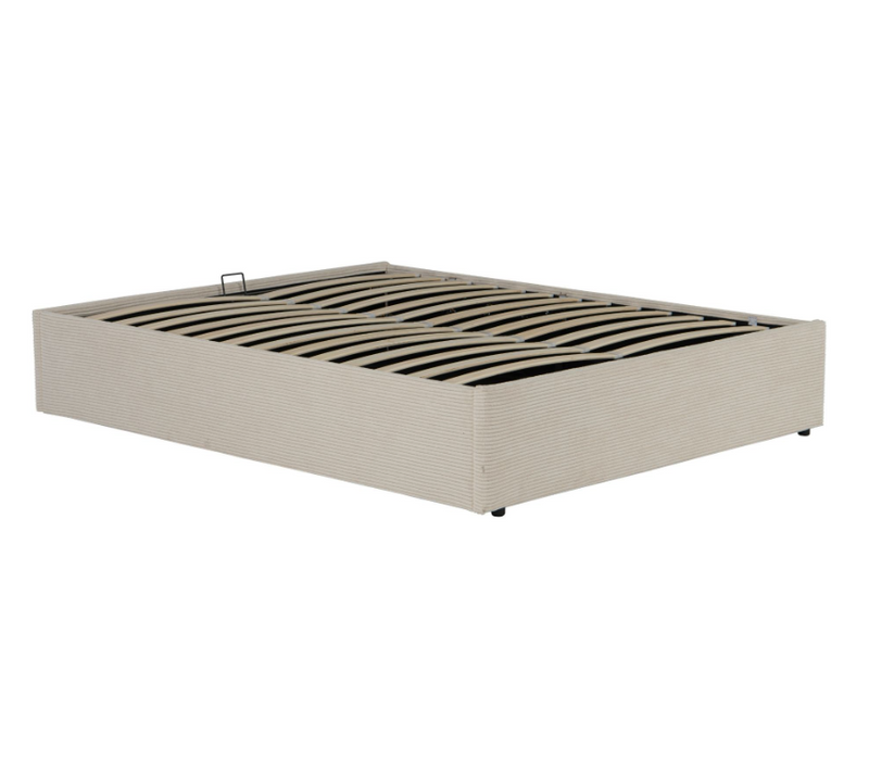 Lit Coffre 160x200 En Velours Côtelé Grosses Côtes écru