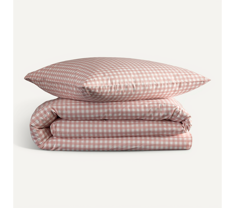 Parure De Lit Vichy Rose 140x200 Cm