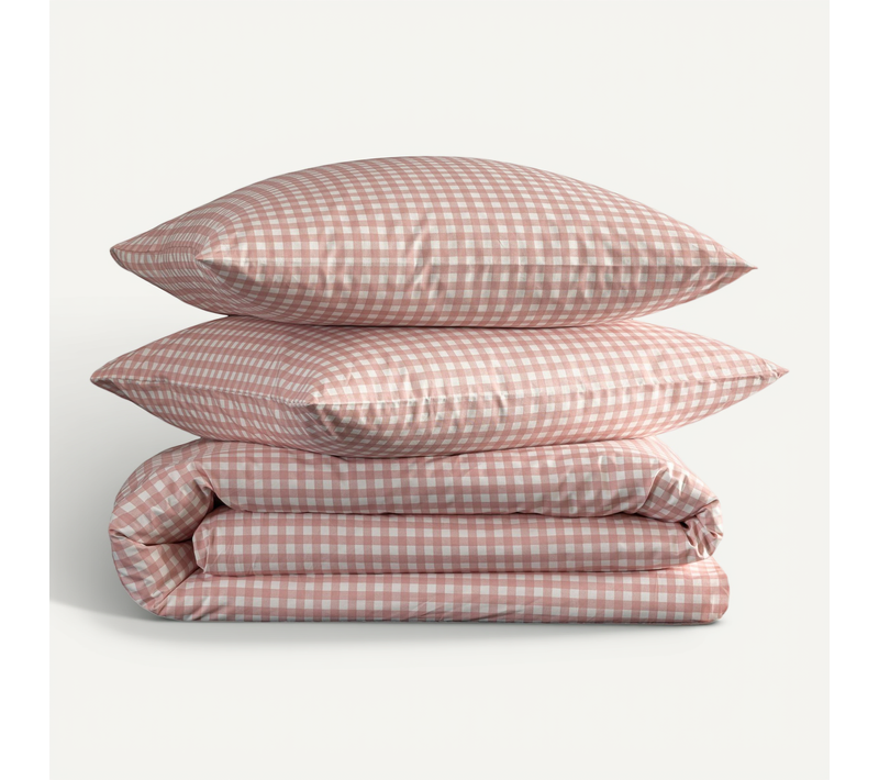 Parure De Lit Vichy Rose 240x220 Cm