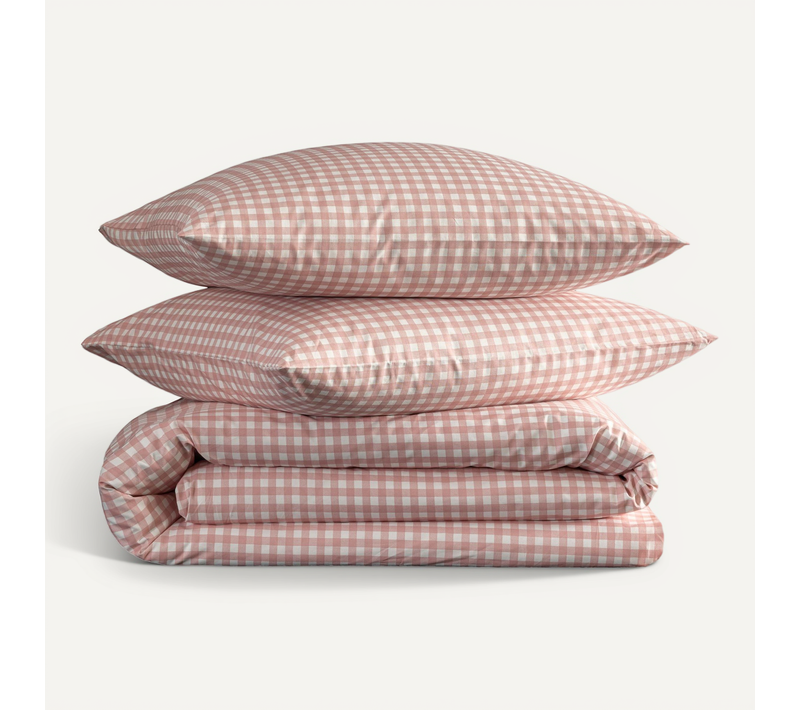 Parure De Lit Vichy Rose 260x240 Cm