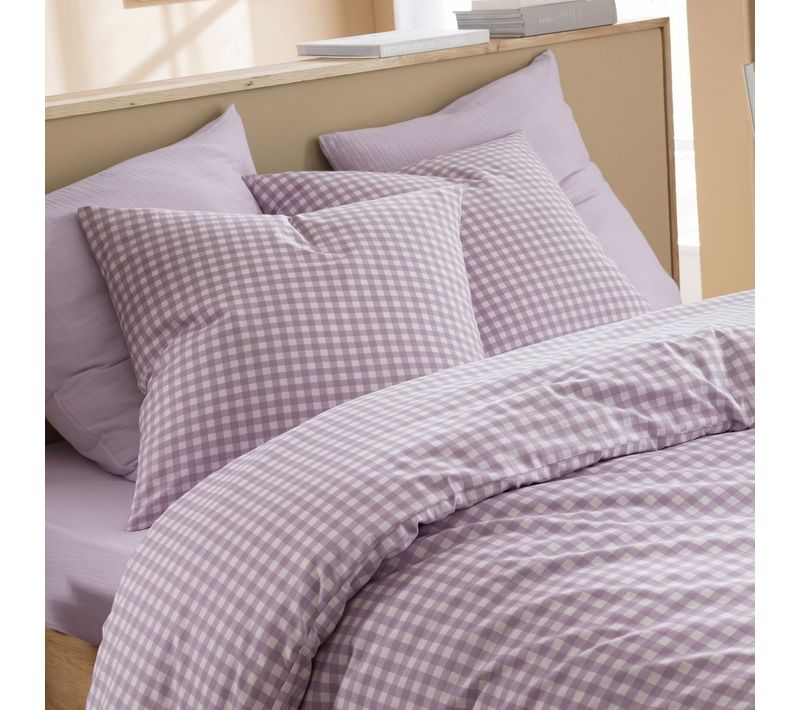 Parure De Lit Vichy Violet 200x200 Cm
