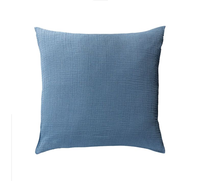 Taie D'oreiller Gaze De Coton Bleu 50x70 Cm