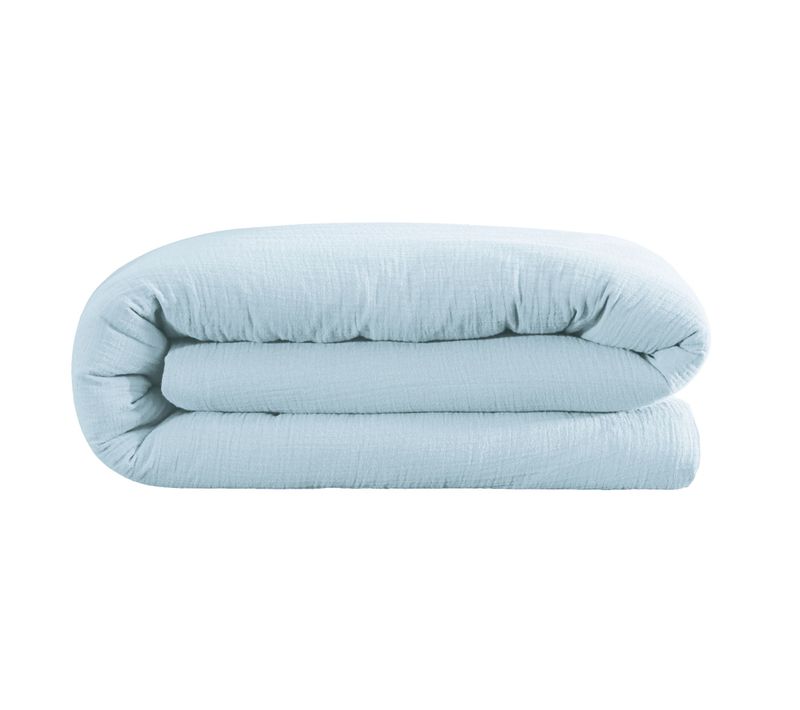 Housse De Couette Gaze De Coton Bleu Ciel 240x220 Cm