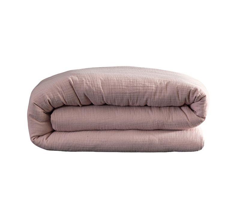 Housse De Couette Gaze De Coton Rose 240x220 Cm