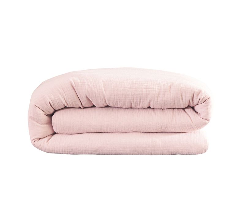 Housse De Couette Gaze De Coton Rose Pâle 240x220 Cm