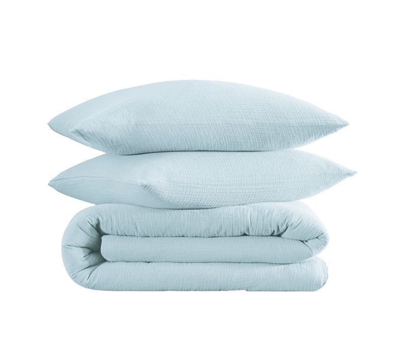 Parure De Lit Gaze De Coton Bleu Ciel 200x200 Cm