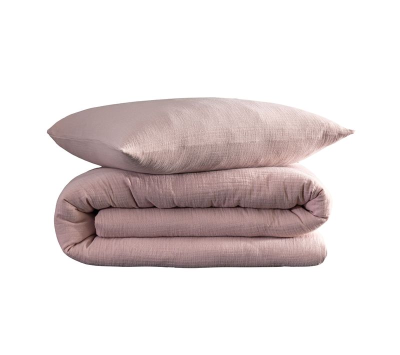 Parure De Lit Gaze De Coton Rose 140x200 Cm