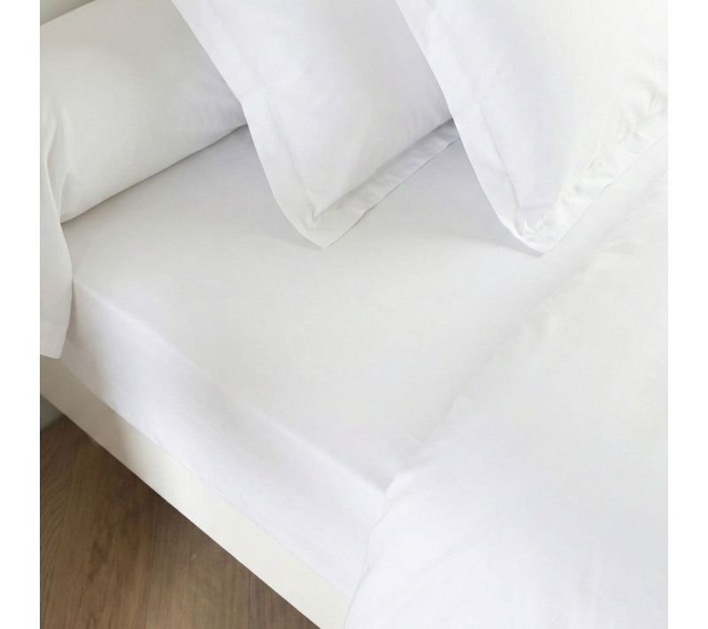 Drap Housse Coton Percale Bonnet 30 Cm Blanc 140x200 Cm