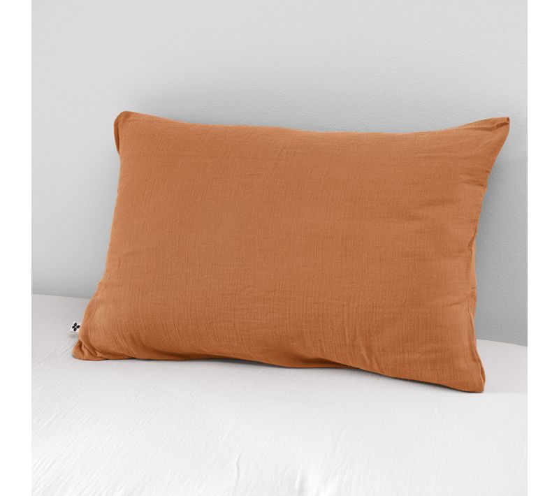 Taie D'oreiller Double Gaze Orange 50x70 Cm