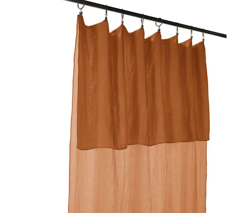 Rideau Gaze De Coton Ajustable Orange 140x300 Cm