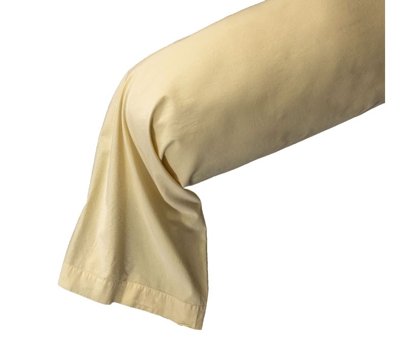 Taie De Traversin Coton Lavé Jaune 90 Cm