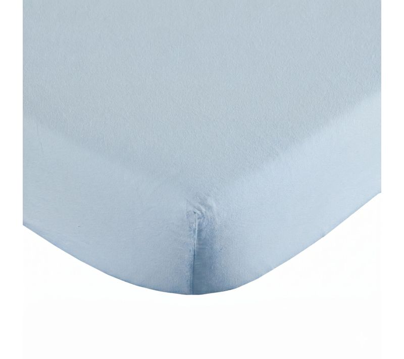 Drap Housse Coton Lavé Bonnet 30 Cm Bleu Ciel 160x200 Cm