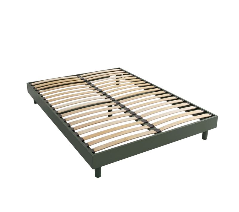 Sommier Kit En Bois Massif Kaki 140x190 Cm