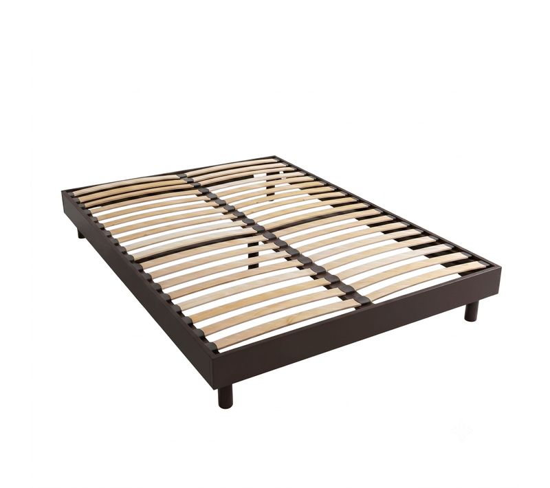 Sommier Kit En Bois Massif Marron Noyer 140x190 Cm
