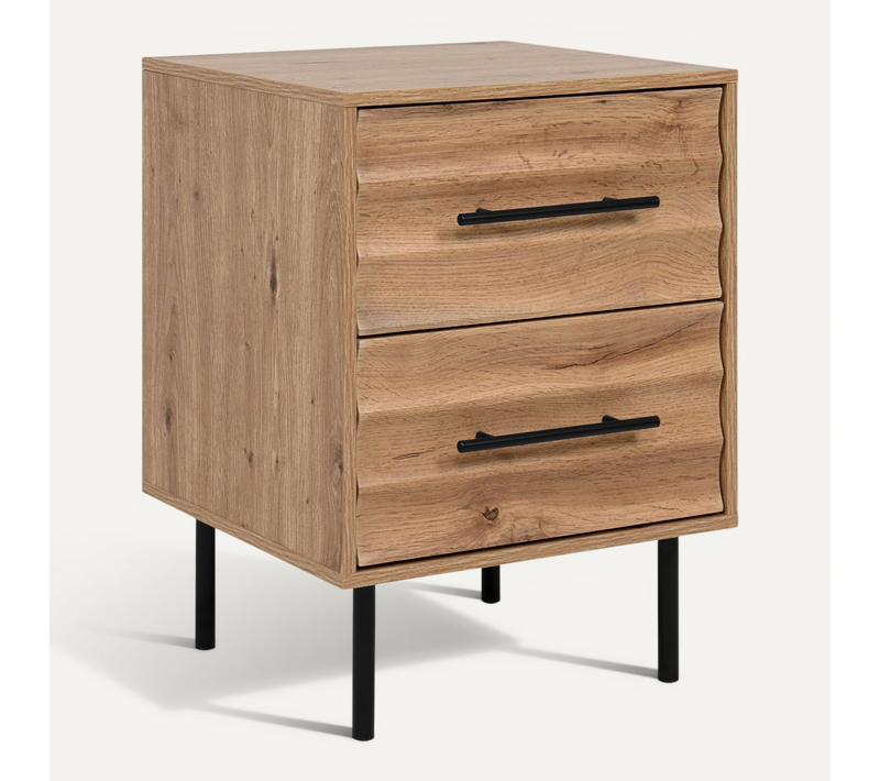 Chevet Bois Et Métal Avec Tiroirs Design Clair