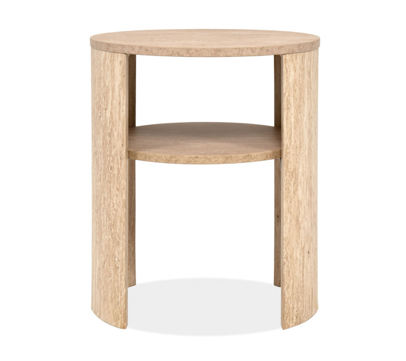 Chevet Bois Avec Niche Effet Travertin