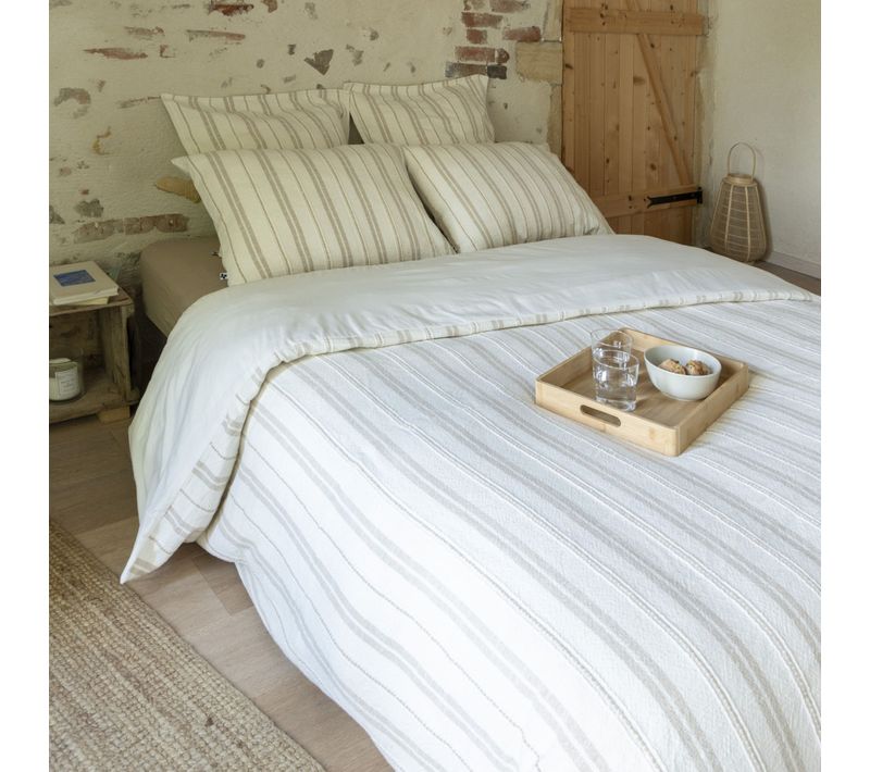 Parure De Lit Coton Texturé Olympe 260x240 Cm