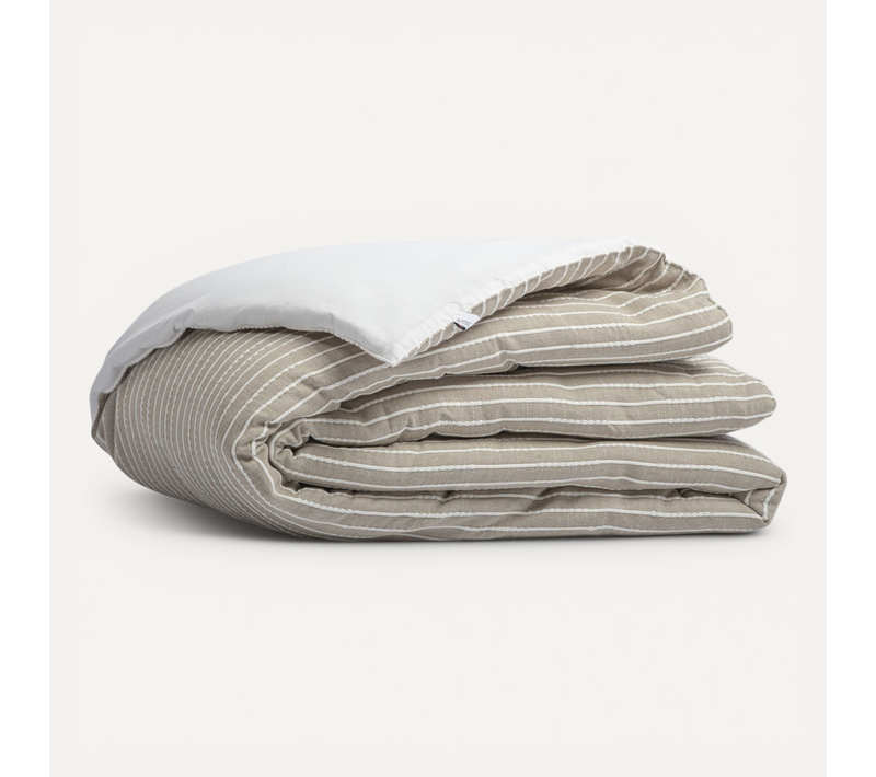 Parure De Lit Coton Rayure Beige Dune 240x220 Cm