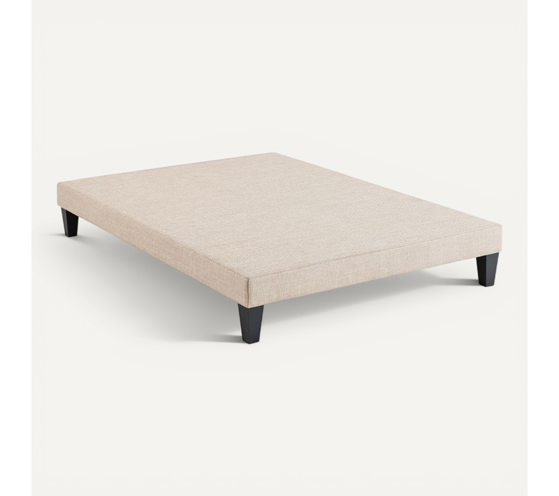 Sommier Tapissier à Lattes 140x190 Cm Lune Hauteur 13 Cm Beige Ivoire
