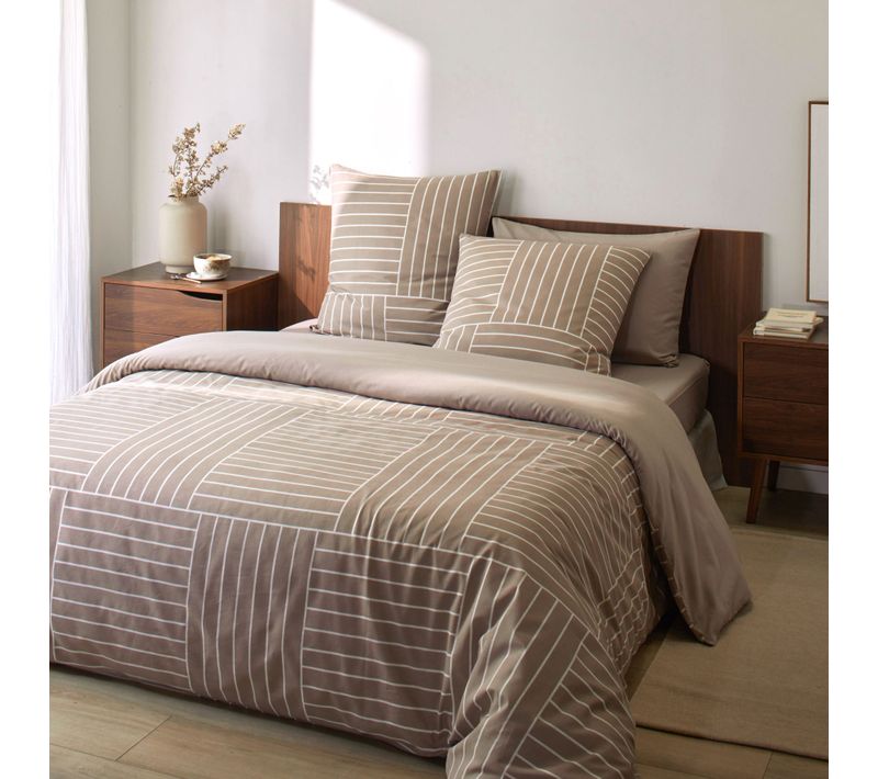 Parure De Lit Coton Taupe Tess 240x220 Cm
