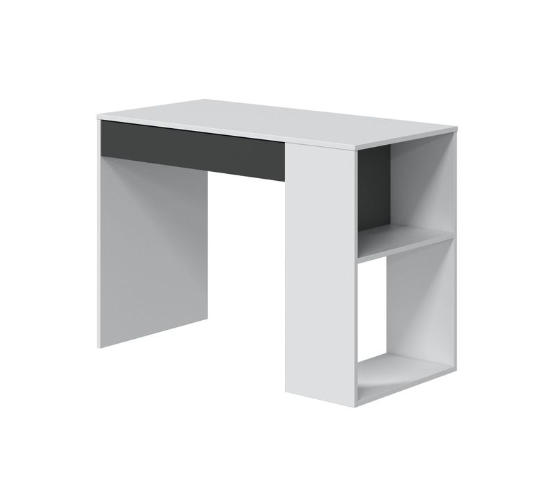 Bureau Bois Blanc Et Gris Avec Rangement
