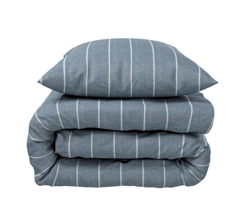 Parure De Lit Coton Rayures Oxford Bleu 200x200 Cm