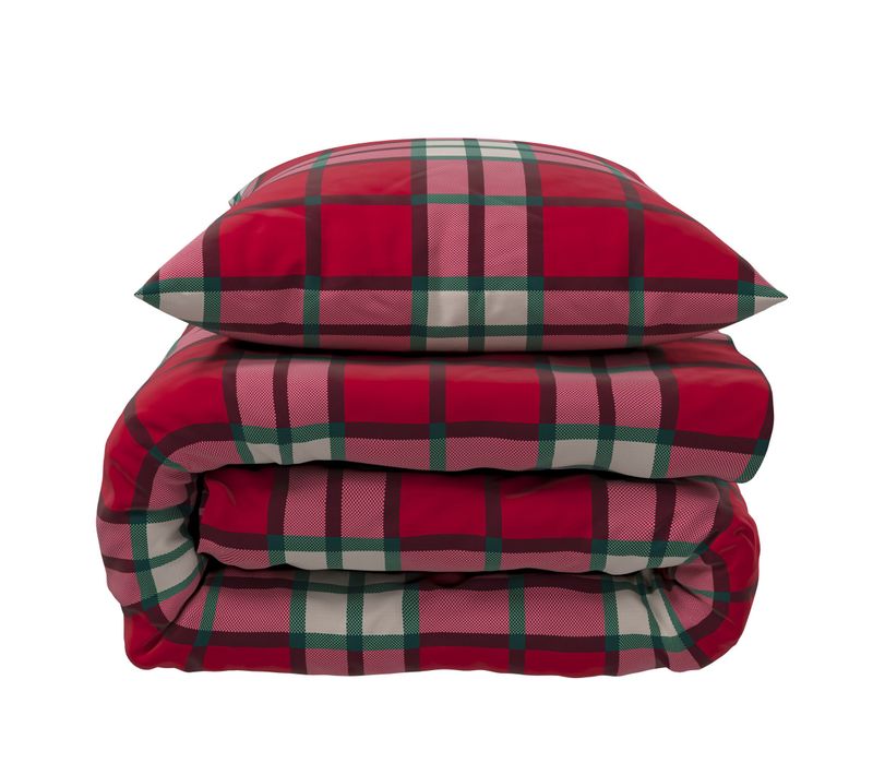 Parure De Lit Flanelle À Carreaux Rouge Scot 260x240 Cm