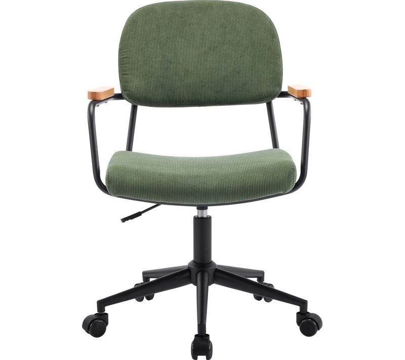 Fauteuil De Bureau Pivotant Et Réglable En Hauteur En Velours Côtelé Vert Kaki - Gianni