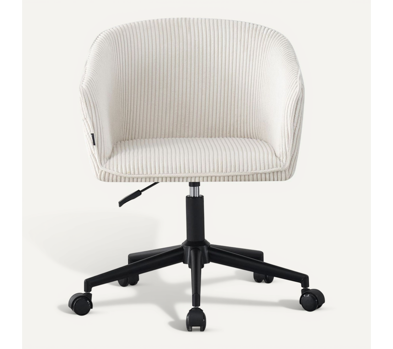 Fauteuil De Bureau Pivotant Et Réglable En Hauteur En Velours Côtelé Beige - Marlo