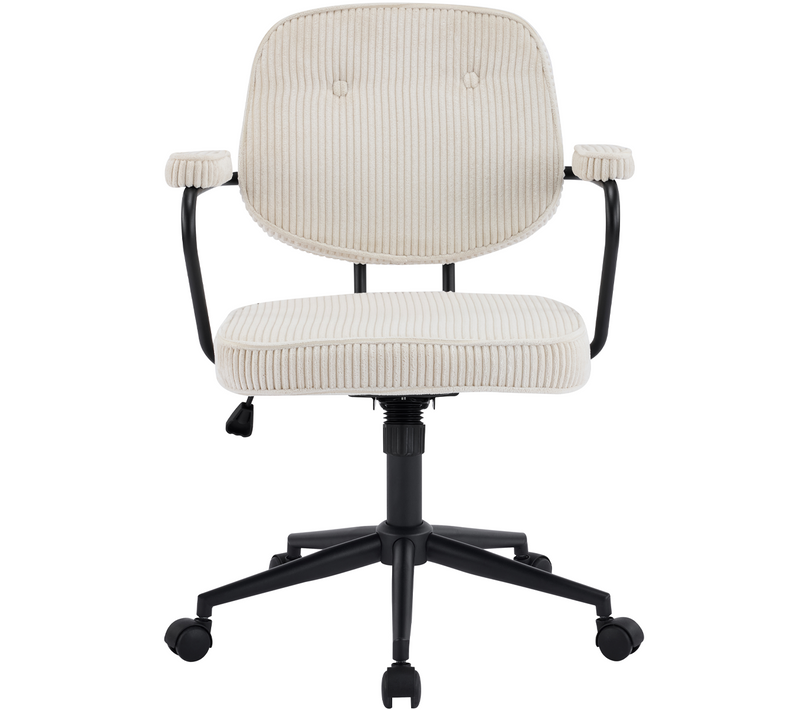 Fauteuil De Bureau Pivotant Et Réglable En Hauteur En Velours Côtelé Beige - Ann